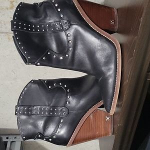 Sam Edelman Black Studded Ankle Boots